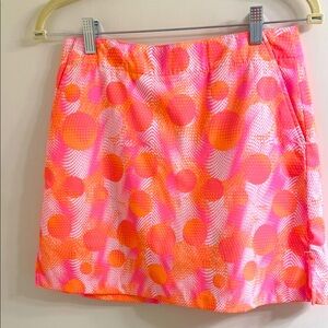 Lady Hagen Orange and Pink Bubble Mini Skirt Resort Wear